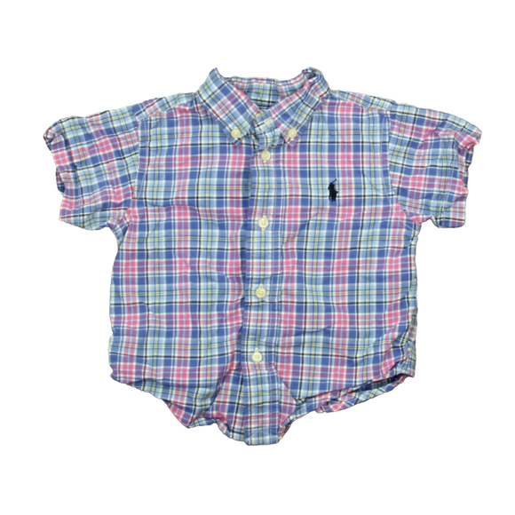 Ralph Lauren Boys Blue | White | PInk Button Down Short Sleeve size: 12 Months - Picture 2 of 2